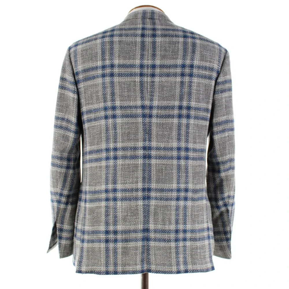 Sartorio Kiton NWT Wool Blend Sport Coat Size 52R (42R US) Gray w/ Blue & White